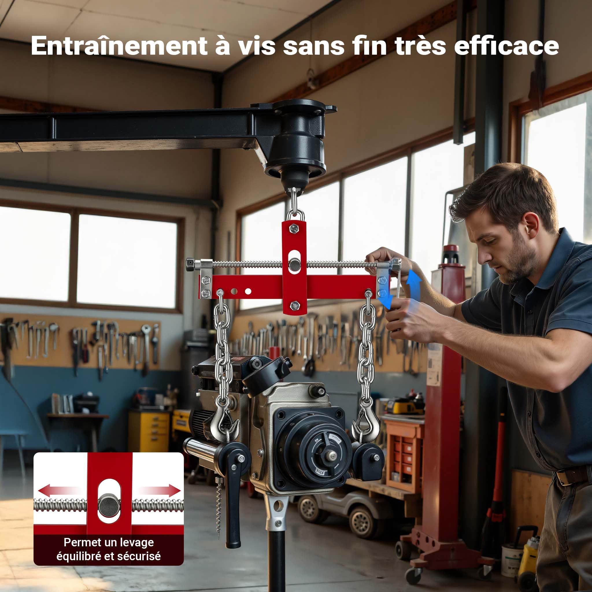 WilTec 900kg Équilibreur Charge Grues Atelier Positionnement Levage Moteur Traverse Balancier Garage