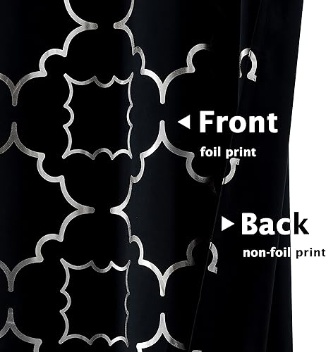 Miniatura 5 de Paneles de cortinas opacas negras para dormitorio, 84 pulgadas, estampado metálico marroquí, cortinas de eficiencia energética para dormitorio, sala