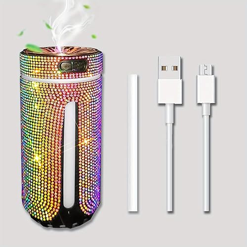 Humidificador de coche con diamantes de imitación, humidificador USB de aceite esencial para coche, humidificador de aromaterapia, portátil, mini