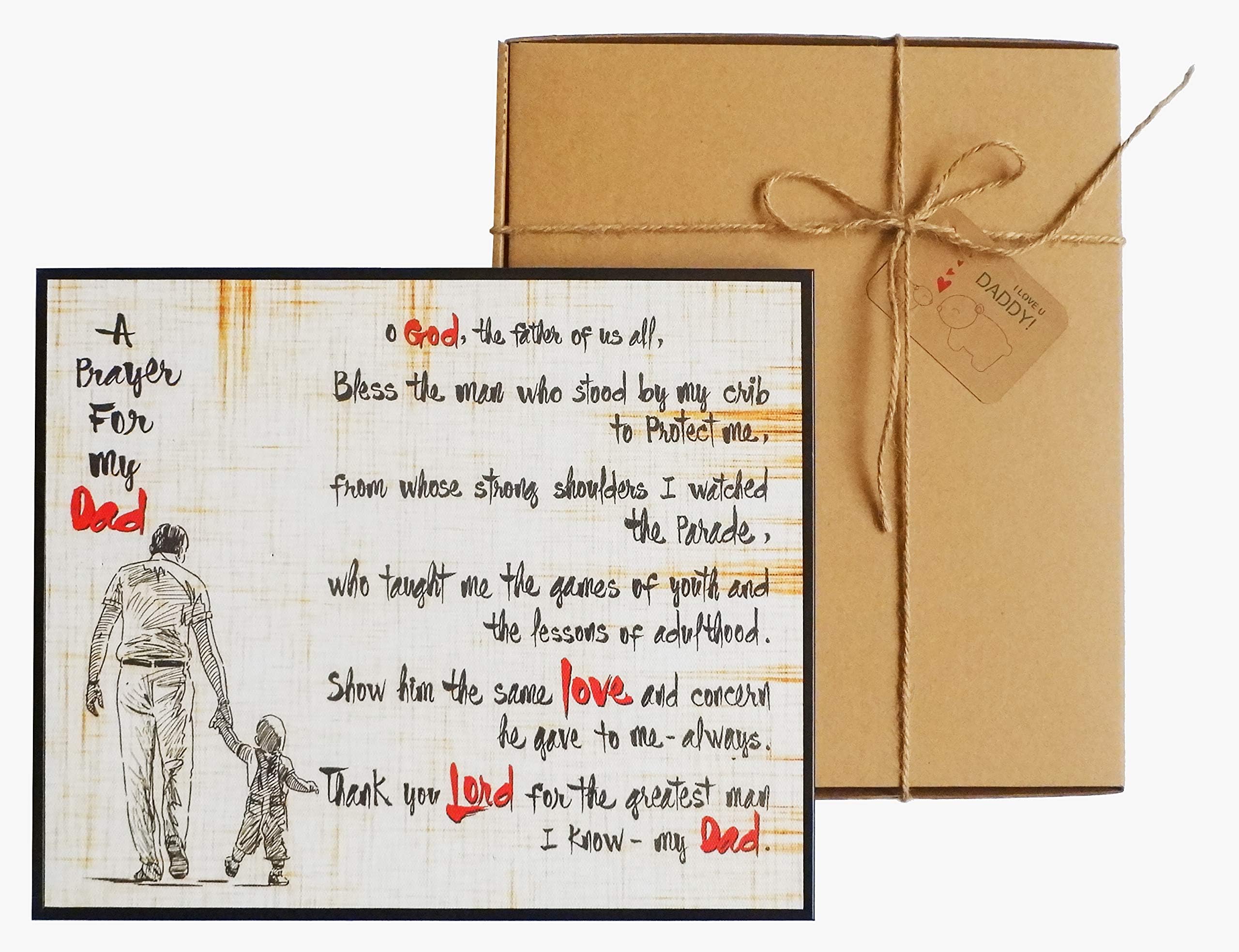 Dad Present from Daughter/Son by Senvina | Inspirational Meaningful Prayer Plaque 9x11 Wall Art Frame for Dad on Birthday, Father’s Day, Thanksgiving, Xmas
