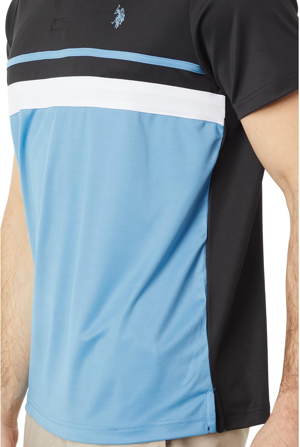 U.S. POLO ASSN. Short Sleeve Color-Block Performance Polo Black SM