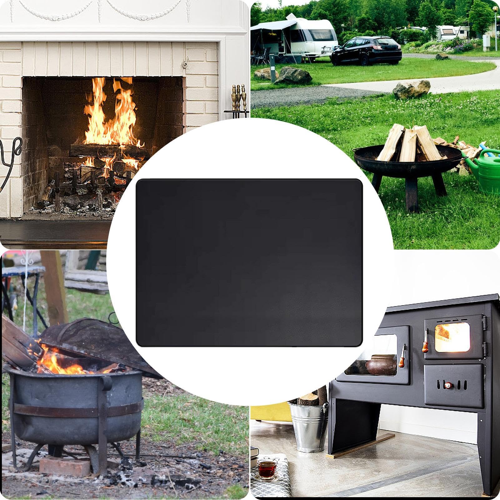 Hearth Tapis de cheminée ignifuge, 90 x 150 cm, support ignifuge, pour barbecue au charbon de bois, protection du sol, protège le sol des étincelles et des braises