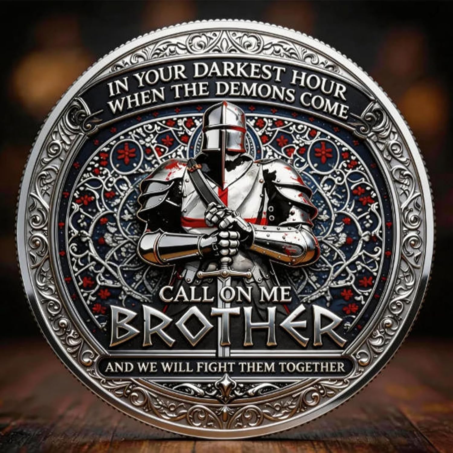 Brotherhood of Knights Commemorative Coin, Call On Me Brother Inspirational Challenge Coin, Bound by Honor Forged in Steel Commemorative Token, Gift for Friends, Veterans, Clubs and Collectors (10pcs)