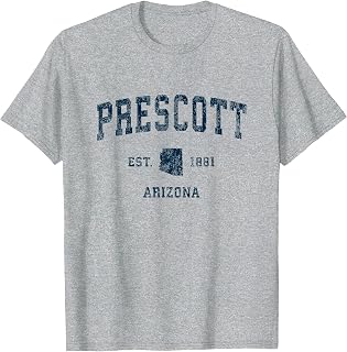 Prescott Arizona AZ Vintage Sports Design Navy Print T-Shirt