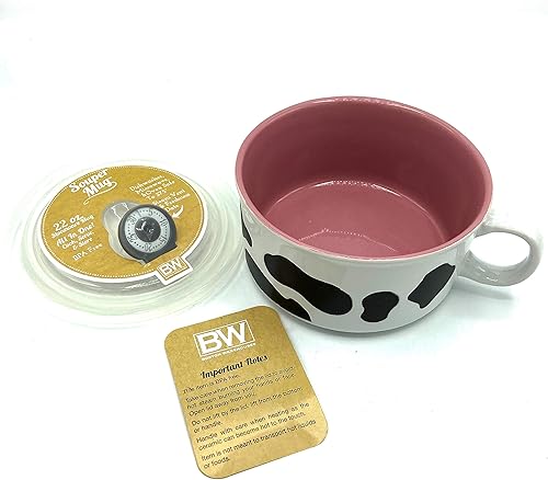 Miniatura 5 de Boston Warehouse Taza Souper con tapa, colección Udderly Cows, capacidad de 22 onzas, pintada a mano