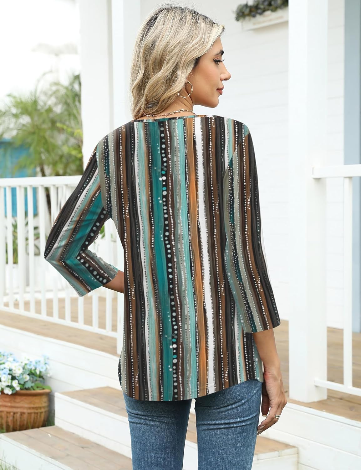 LOMON Womens 3/4 Length Sleeve T Shirts Asymmetrical Neck Tops Business Blouses for Women Fashion 2026 - Image 5