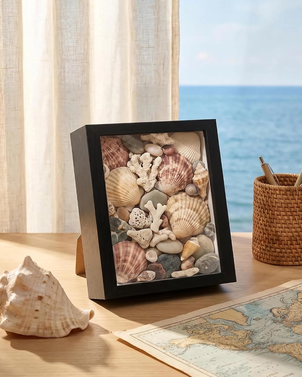 8x8 Shadow Box Frame, Memory Display Case for Keepsakes, Black