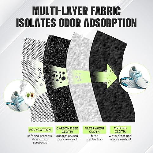 Miniatura 3 de Vincreem Paquete de 2 bolsas de zapatos a prueba de olores para viajes, resistente al agua, absorbe los olores, ligera, organizador de zapatos de