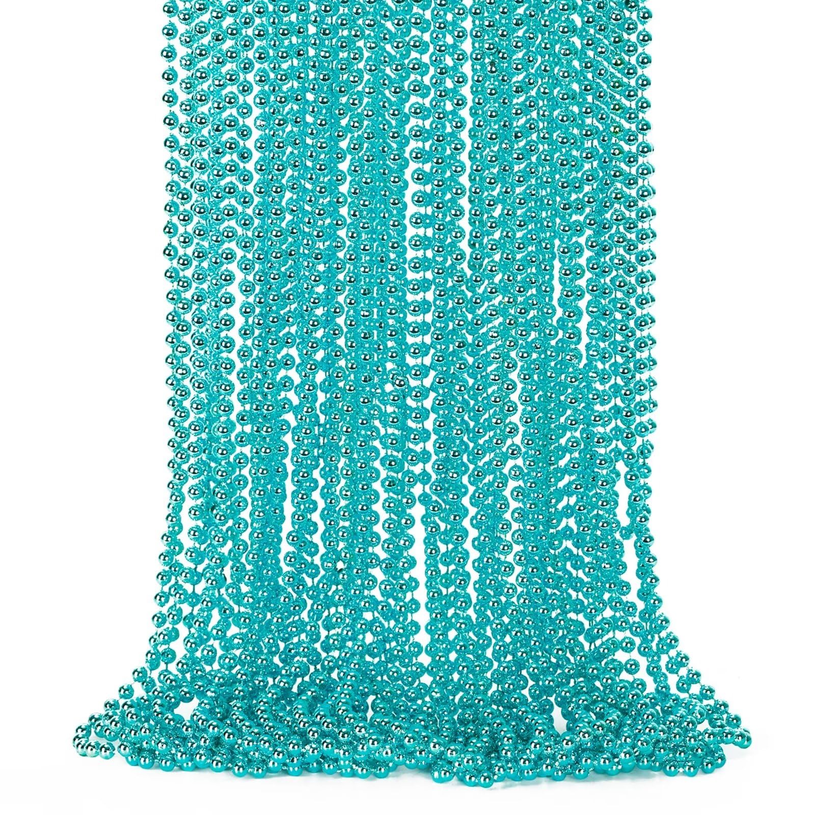 EOBOH 50PCS Mardi Gras Beads, Metallic Blue Bead Necklace Party Favors, 33" Mardi Gras Necklace Stuff, Festival Parade Throw Accessories for Wedding