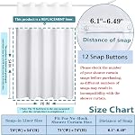 Snap dans la douche Rideau Liner de remplacement Rideau Linge de douche Linger amovible (1 Faites votre valise, 70" W x 54" H-White)