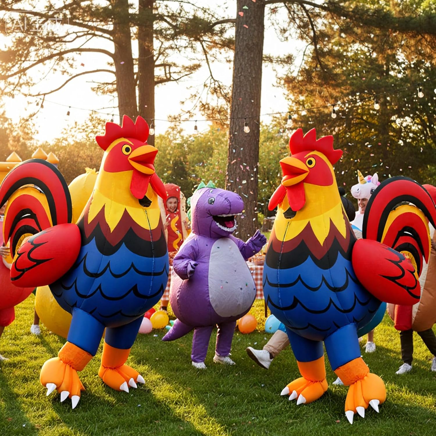 Jenaai Inflatable Chicken Costume for Adult Blow up Rooster Suit with Blowers Transparent Window Design Funny Halloween Cosplay Costume for Men Women Birthday Christmas Party - Image 5