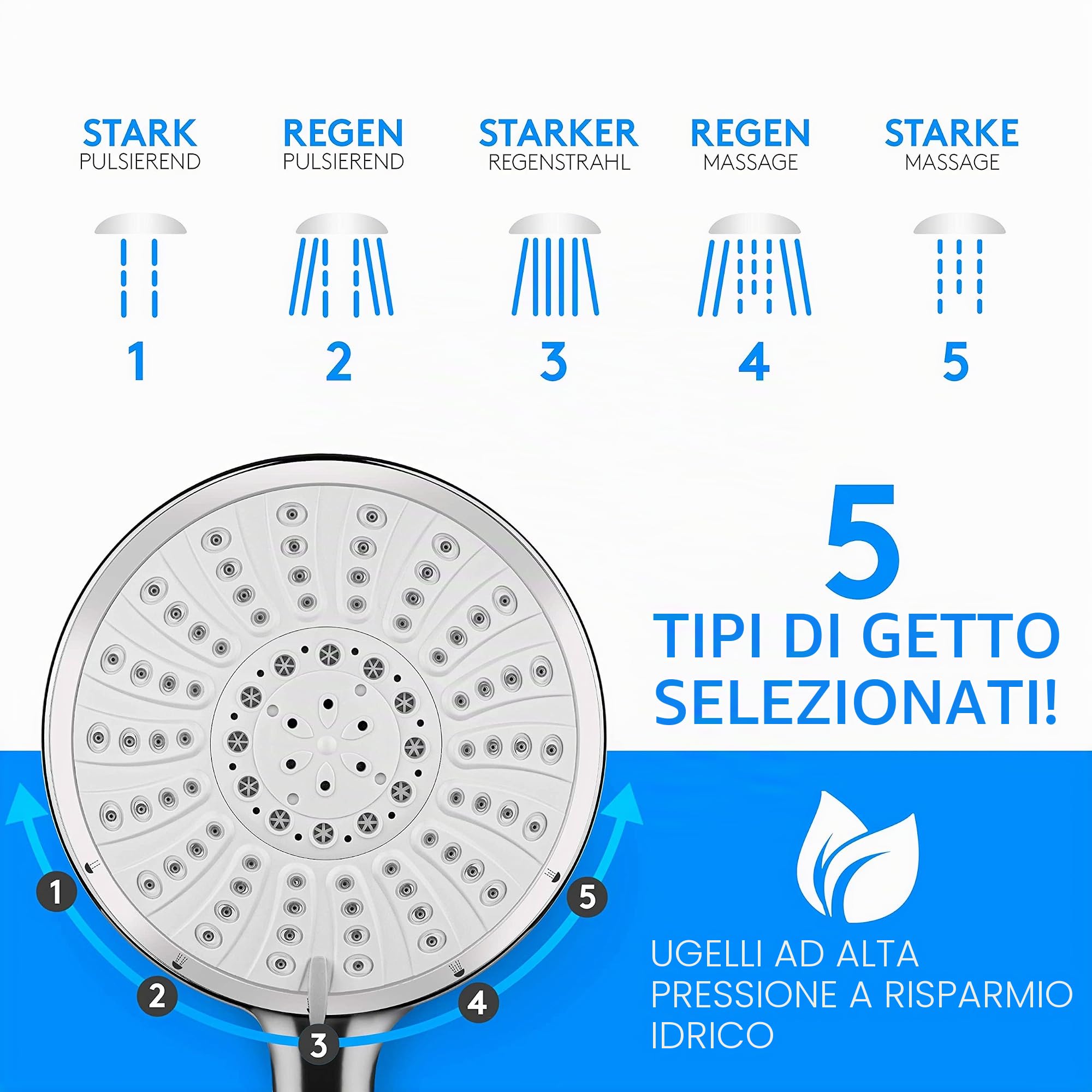 Lyvanas soffione doccia con tubo e supporto (Vincitore del test)
