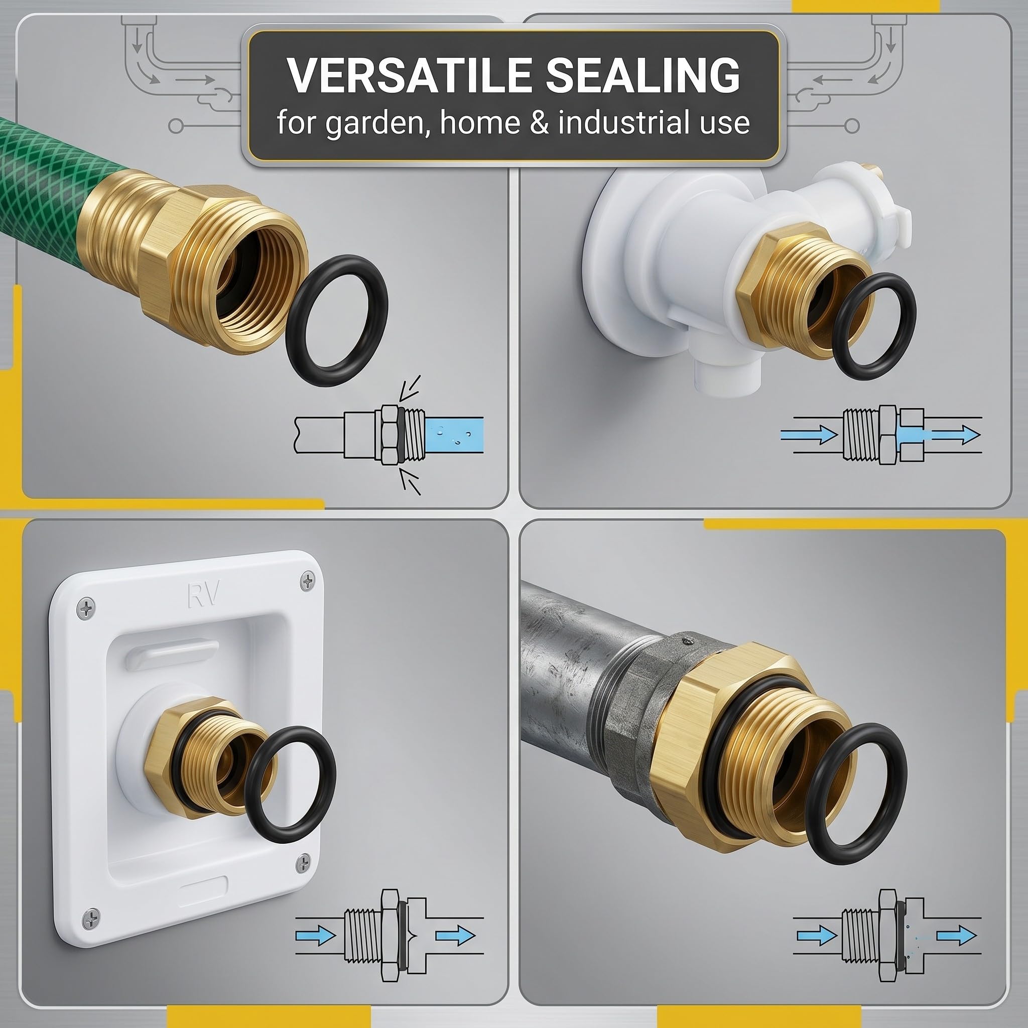50 Pezzi O-ring in Silicone per Raccordi Rapidi G 1/2 Pollici, Guarnizioni di Tenuta Resistenti all'Usura, Kit Anelli di Ricambio per Tubi da Giardino, Idraulica e Connettori a Innesto