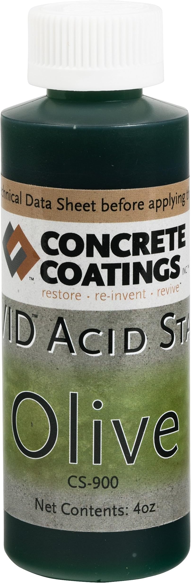 CC Concrete Coatings Vivid Acid Stain for Concrete OLIVE 4OZ Industrial Coatings