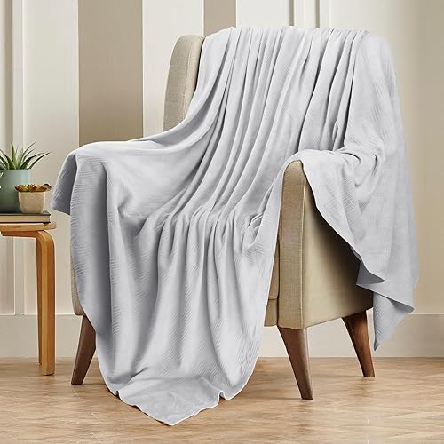 Miniatura 6 de Utopia Bedding Manta 100% algodón (tamaño matrimonial, 90 x 84 pulgadas), manta térmica ligera de 350 GSM, manta térmica suave y transpirable para