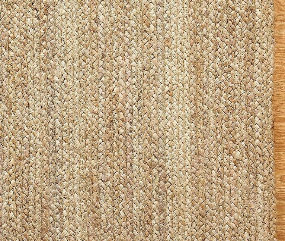 Image of Festive Textile Jute Braided Natural Rug Hand Woven & Reversible for Living Room Kitchen Entryway Rug, Jute Burlap Braided Rag Rug, Farmhouse Rag Rug, Rustic Rug Jute Carpet for Living Room