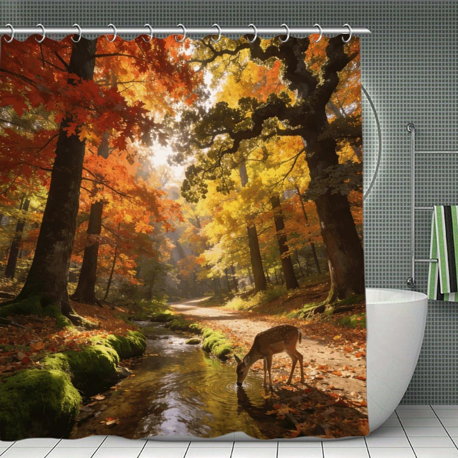 VstaDank Beautiful Natural Scenery Shower Curtain Light-Weight Blackout Bathroom Curtain Washable Shower Liner 71x71 Inch Bath Curtain with Metal Holes Bathtub Bath Room
