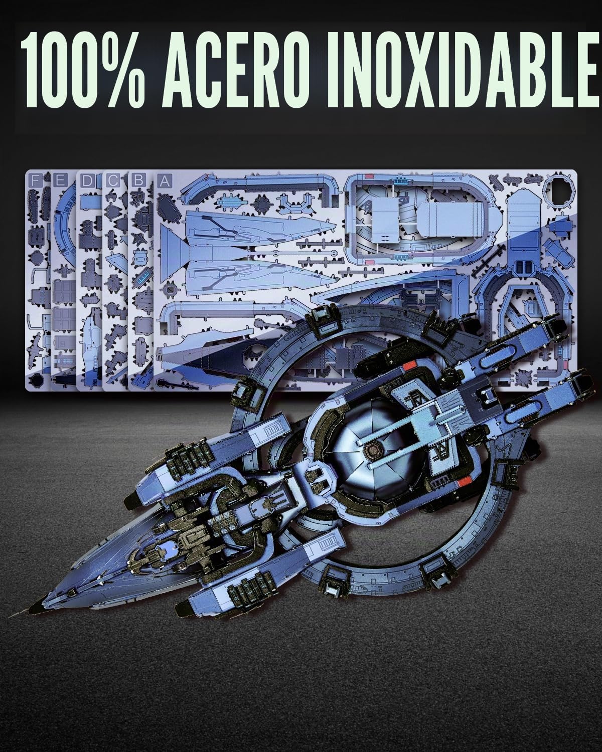 Piececool Metal Puzzle 3D Astronave Selección Natural, Problema de Los Tres Cuerpos Acorazado Espacial Nave Maqueta Construir Adultos, Puzzles 3D Maquetas Acero Inoxidable, Colección, 378 Piezas