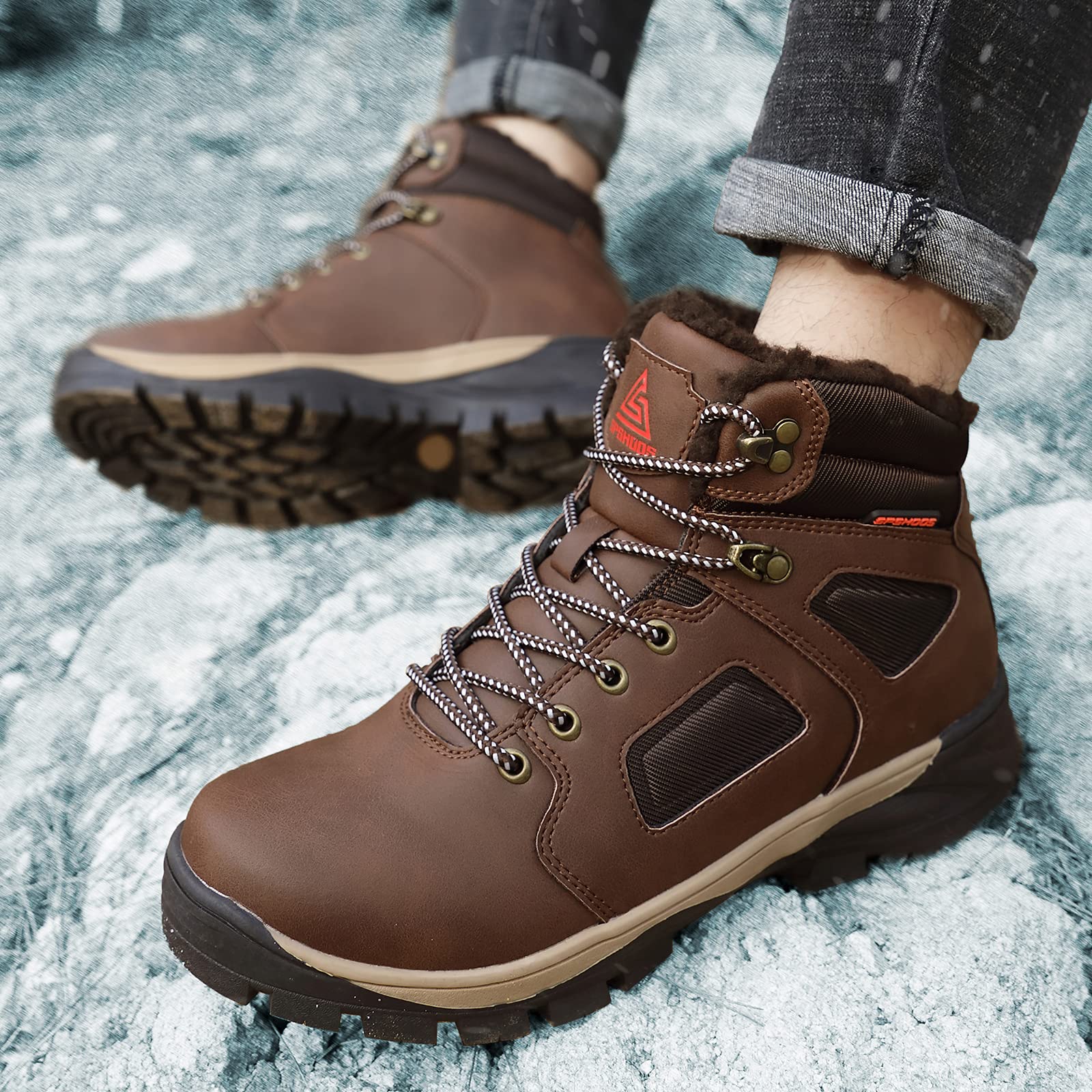 Stivali da Neve Uomo Caldo Stivali Invernali Impermeabile | Antiscivolo Scarpe da Inverno Comode Trekking Boots Outdoor Sneakers da Trekking