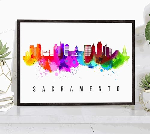 Vista 59 de Póster de Atlantic City Skyline New Jersey, pintura de paisaje urbano de Atlantic City, póster de Atlantic City New Jersey, impresión de paisaje