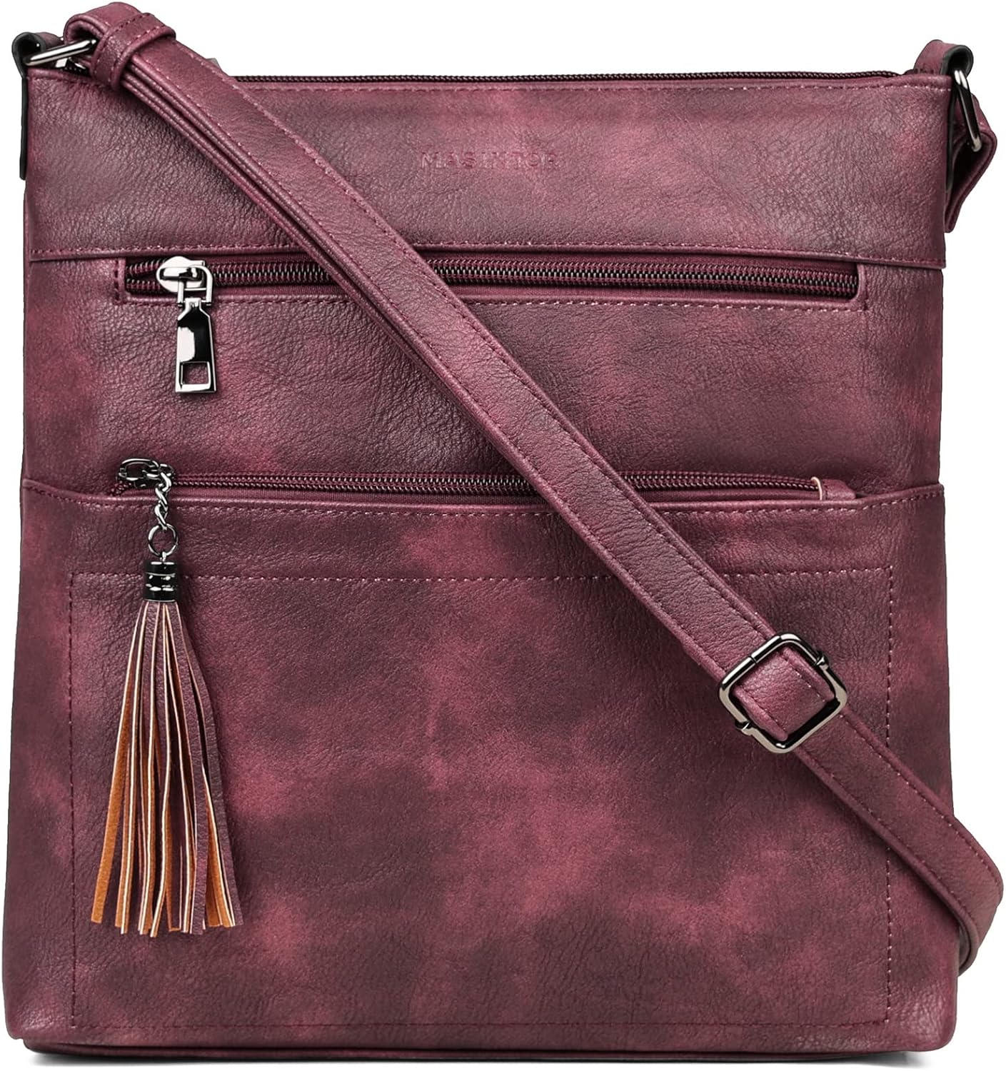 MASINTOR Crossbody Purses for Women, Multi Pocket Casual Crossbody Bag, Adjustable Strap Shoulder Bag with Tassel