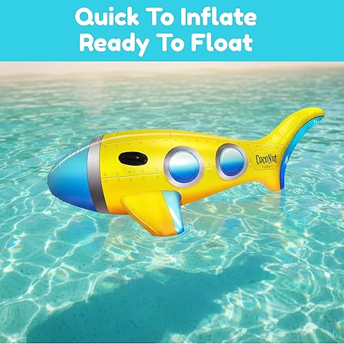 Miniatura 5 de Flotador de piscina submarino amarillo de coco para exteriores, flotador inflable con asas, flotador duradero de larga duración y juguete acuático,
