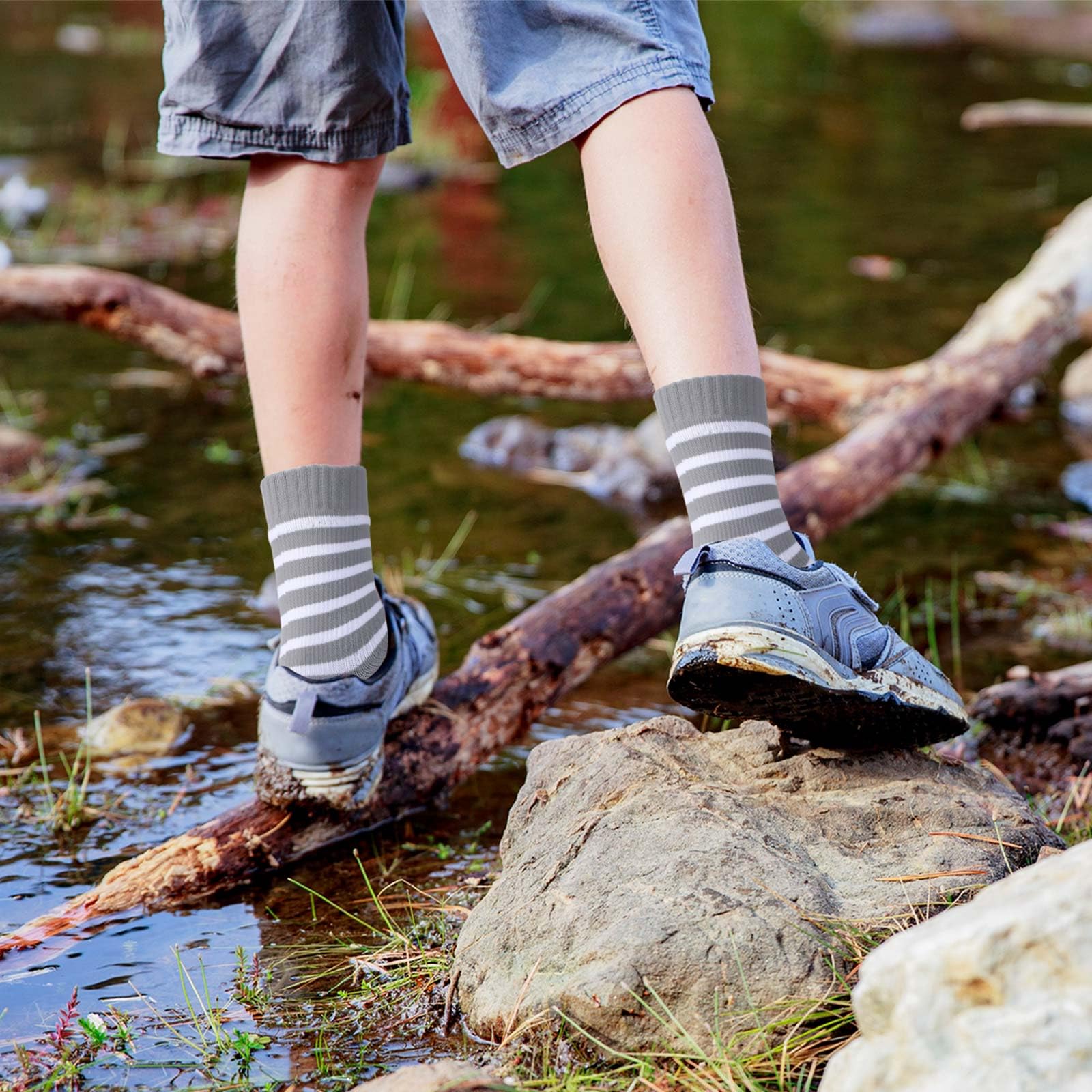 Geyoga 2 Paar wasserdichte Socken für Kinder, Mädchen, Jungen, atmungsaktive Ski- und Wandersocken für Reisen, Camping, Waten