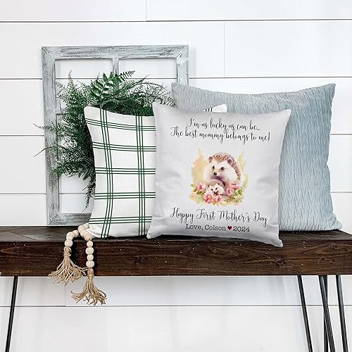 Miniatura 4 de Hedgehogs Love Mother's Day, First Mother's Day Custom Pillowcase, Personalized Mother's Day Pillowcase, Gift for Mom, Home Decor
