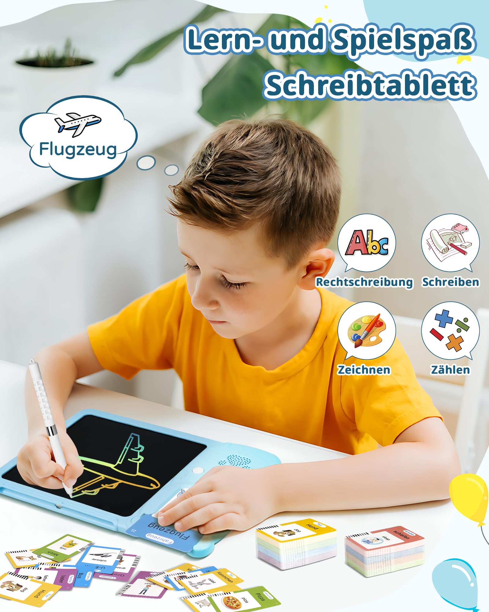 Giocattolo Educativo Bilingue Per Bambini 1-6 Anni: Lettore Schede Flash 388 Parole + LCD Scrittura 8 Pollici, Montessori Autismo Logopedia