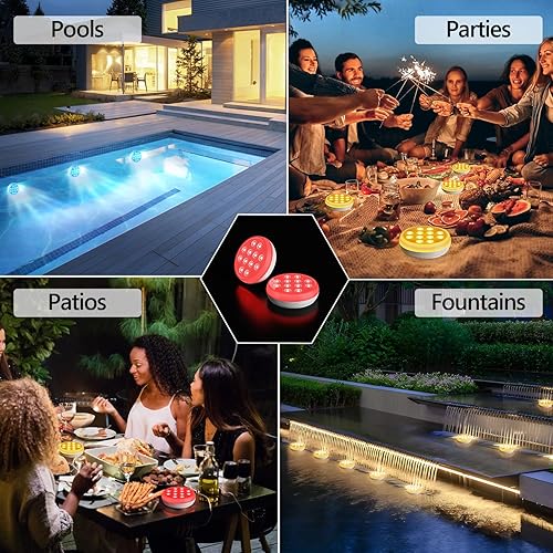 Miniatura 7 de Luces de piscina, luces LED sumergibles recargables mejoradas con control remoto, luz flotante impermeable IP68 de 16 colores con imán, luz de