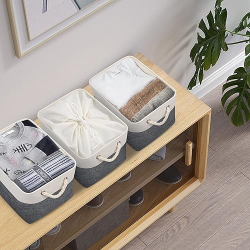 Miniatura 2 de JSungo Paquete de 3 contenedores plegables de almacenamiento 15 x 11 x 10 pulgadas canastas plegables de almacenamiento para estante con funda de