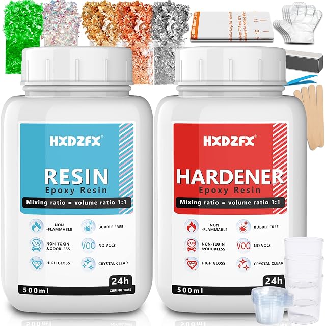 Epoxy Resin Clear Crystal Coating Kit 1000ml/1160g - 2 Part Casting Resin for Art, Comes with Resin Professional Accessories Bag, Suitable for Crafts, Table top Coating, River Table, Jewelry Making