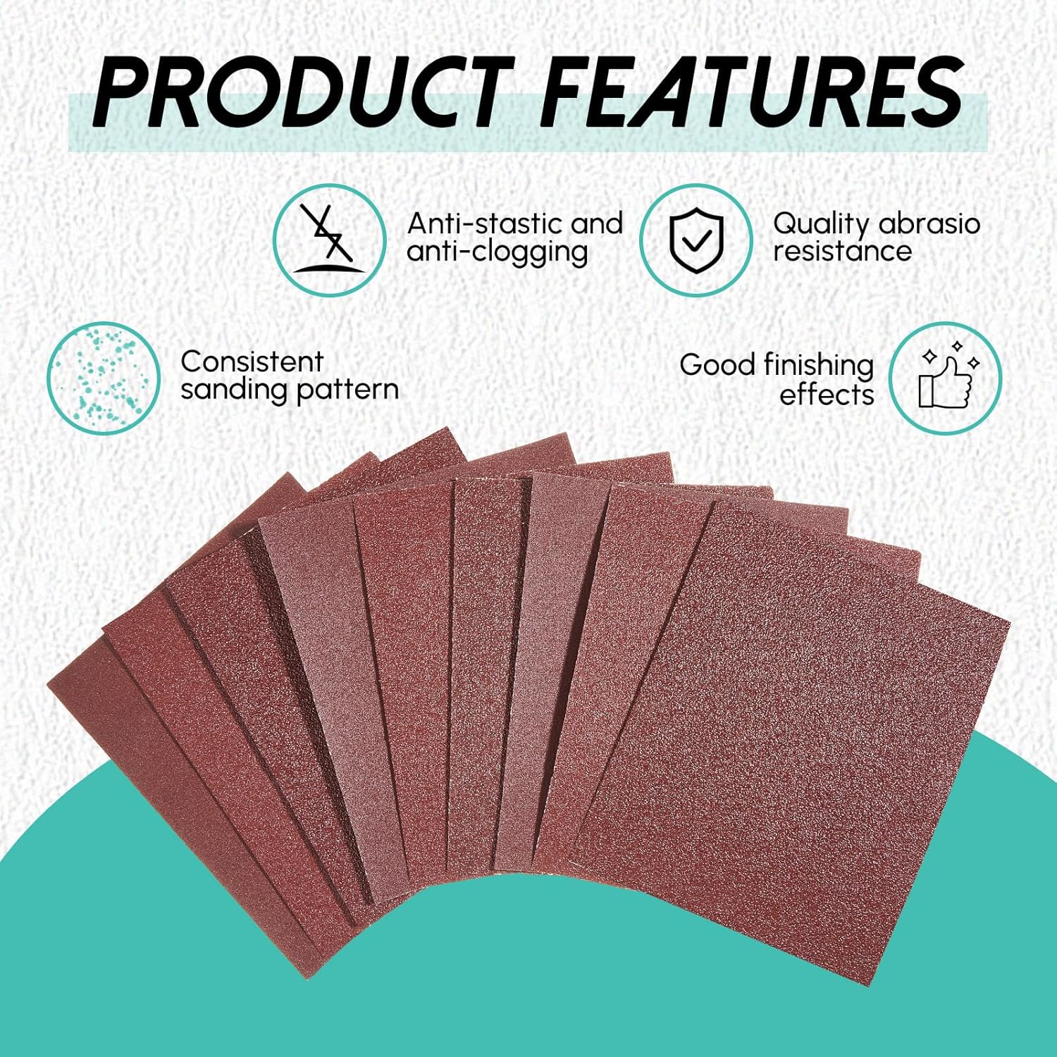 240 Pcs 1/4 Sheet Sandpaper for Palm Sander 4.5" x 5.5" Sand Paper Sheets Sandpaper Assortment Includes of 60 Grit, of 100 Grit, and of 240 Grit for Wood Metal Automotive Furniture
