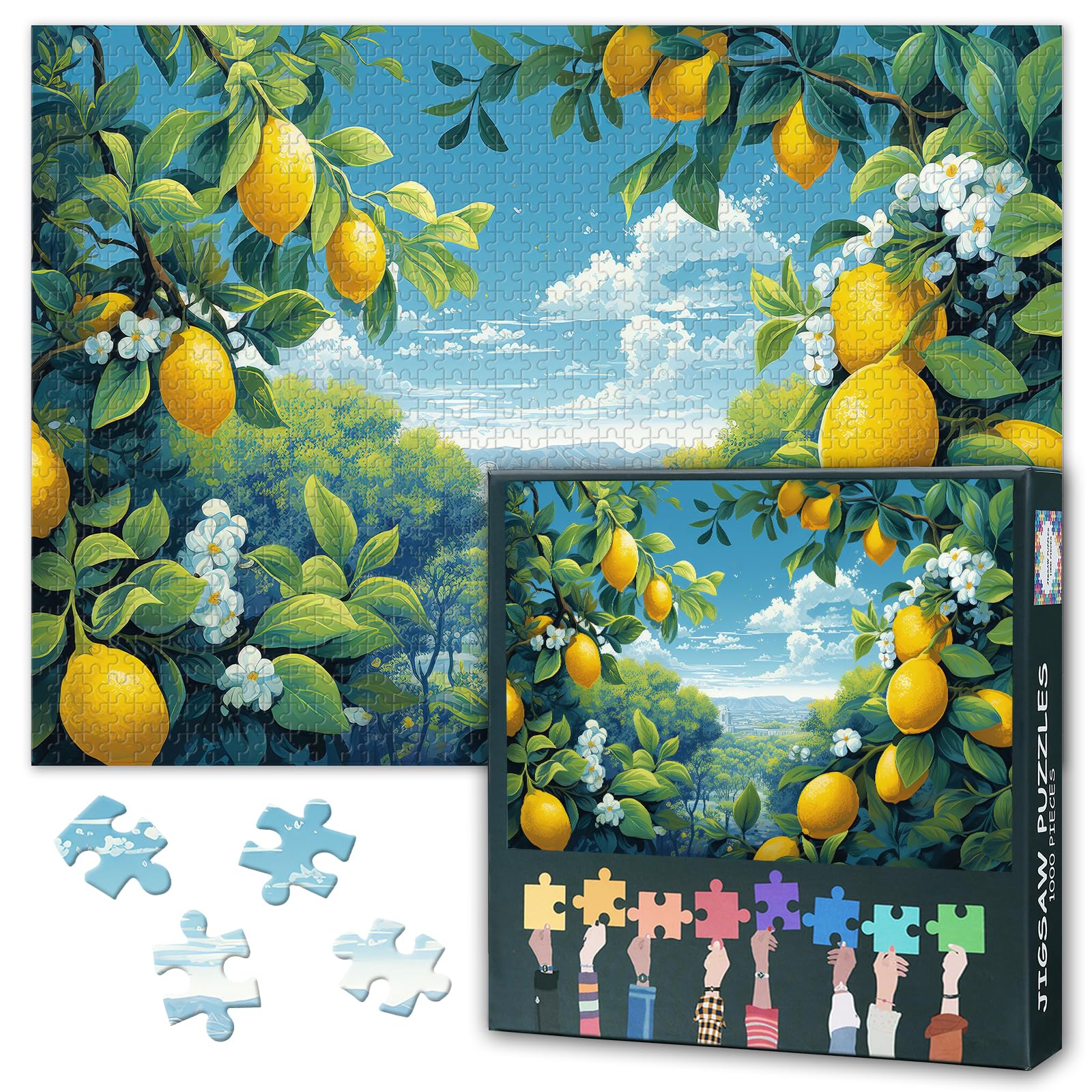 Lemon Jigsaw Puzzles for Adults 1000 - Hard Difficult Challenging Family Puzzle Blossom, Educational Puzzle Games Home Decoration 27.5x19.7 Inch (Scenery Series)