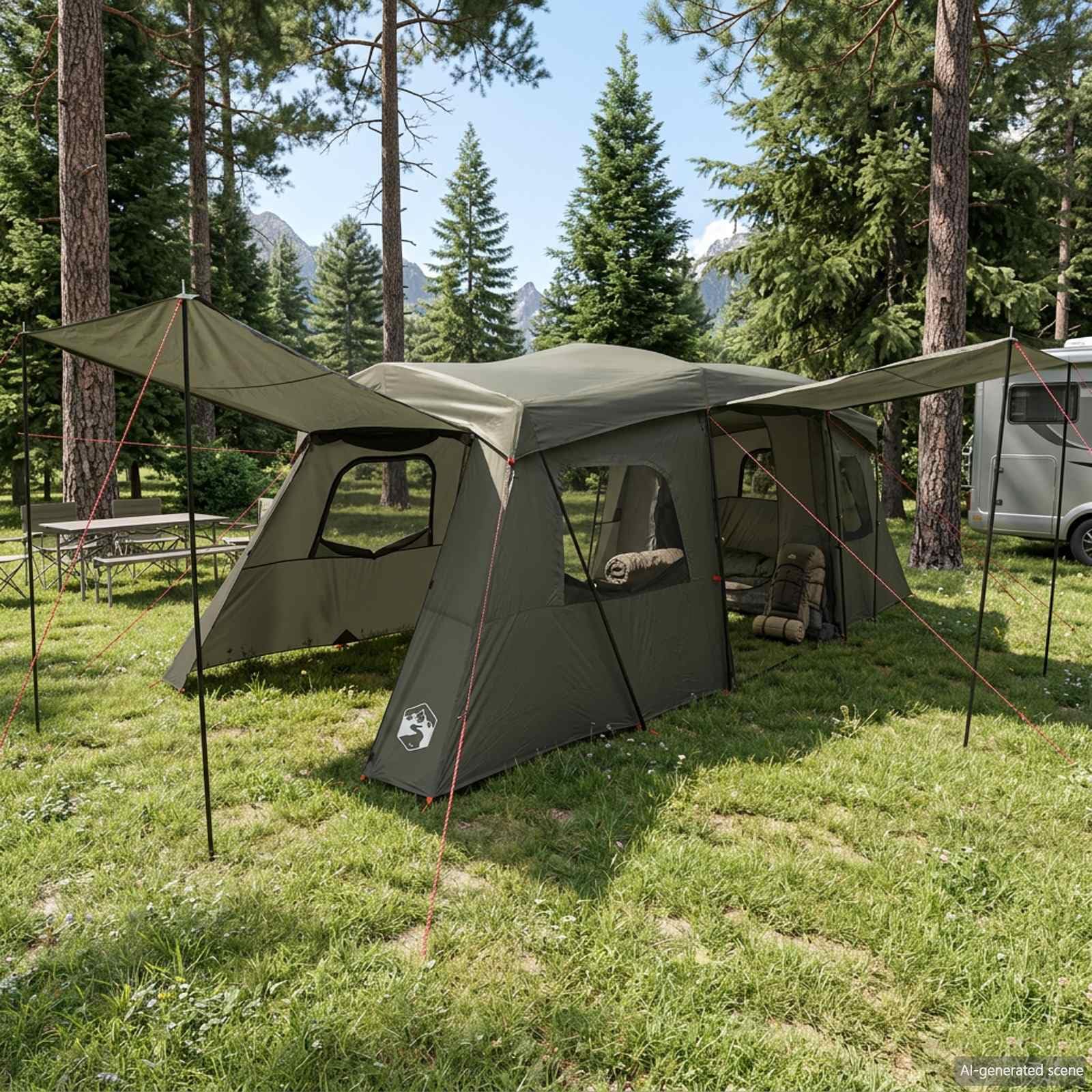 Tenda Istantanea 3 Persone con baldacchino e copertura resistente all'acqua