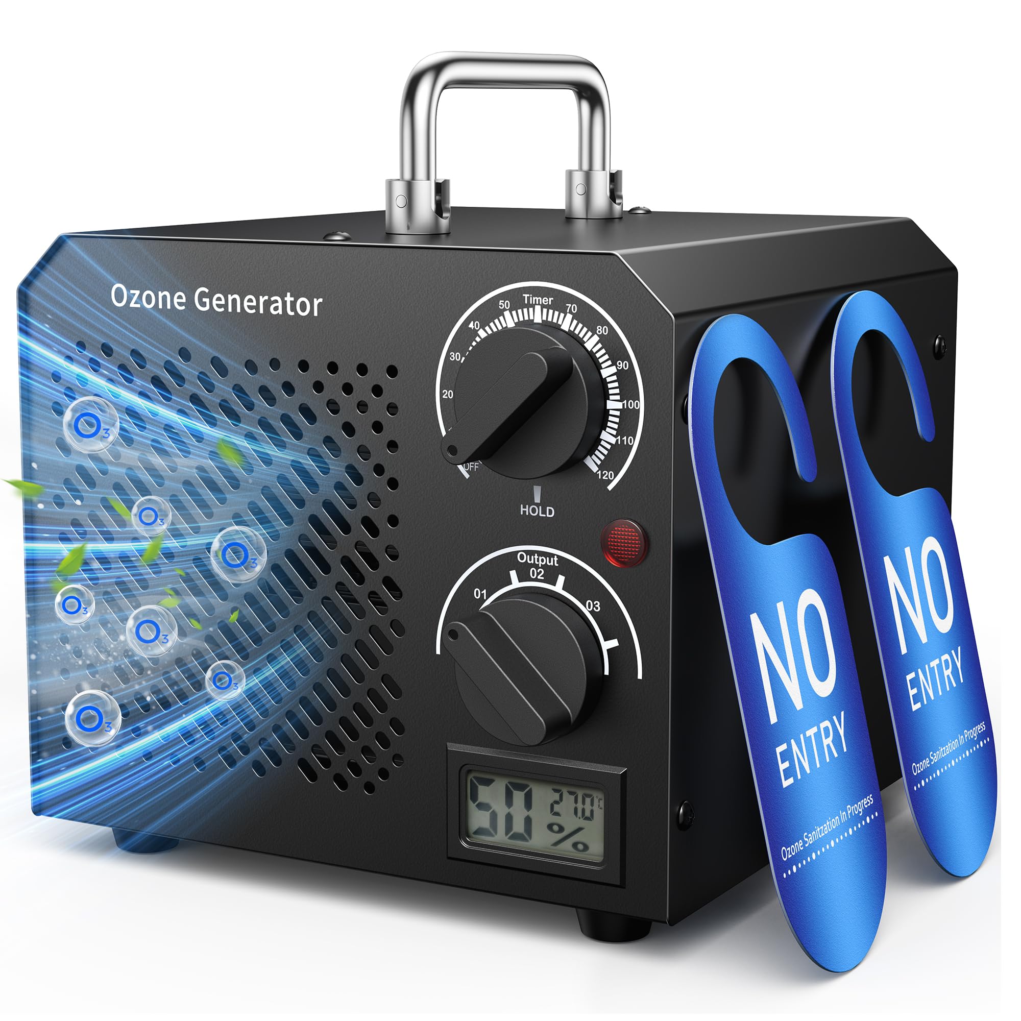 Ozongenerator 75000mg/H Ozongerät, O3 Ozon Luftreiniger, Ozonausstoß – 3 Stufen einstellbar Optional, mit 120 Min Timer für 300㎡, für Wohnung Garagen Raum Hotels Haustiere, Reinigen Gerüche
