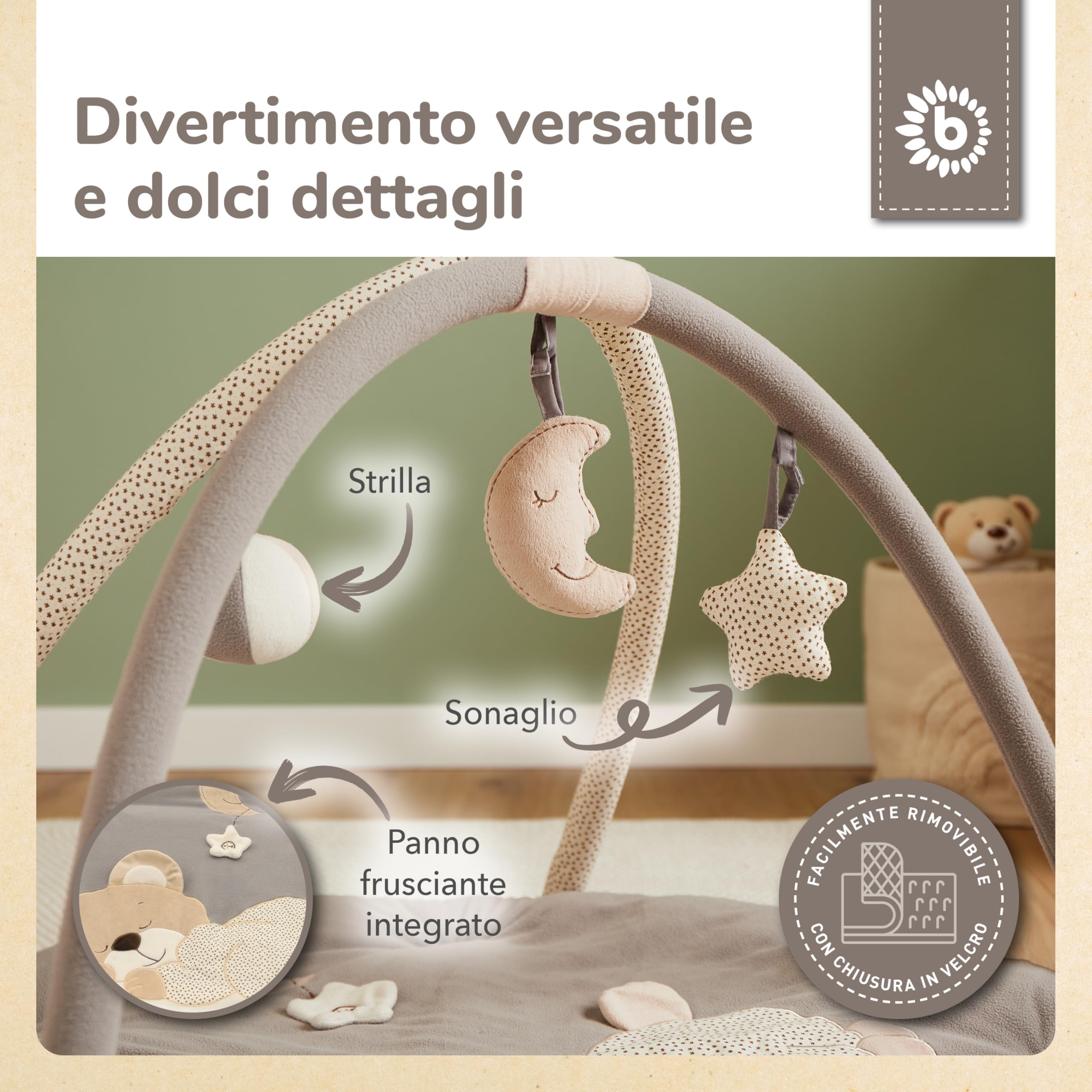 Bieco Coperta per gattonare per neonati | coperta gioco arco per bambini | palestra per bambini arco per bambini tappetino per gattonare coperta gioco per bambini arco per bambini in legno