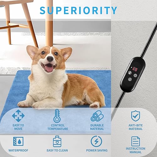 Miniatura 4 de Almohadilla térmica para mascotas para gatos, para interiores y exteriores, impermeable, eléctrica, con cable resistente a las mordidas, 5