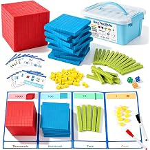 Base Ten Blocks with Place Value Chart, 154 PCS Math Manipulatives for Kindergarten 1st-3rd Grade, Counting Blocks, Plastic Math Cubes, Number Blocks for Kids Math Early Counting Learning
