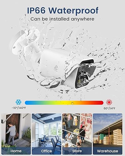 Miniatura 6 de Cámara de seguridad adicional PoE de 5MP, cámara CCTV con cable para interiores y exteriores con detección de humanos/vehículos, visión nocturna a