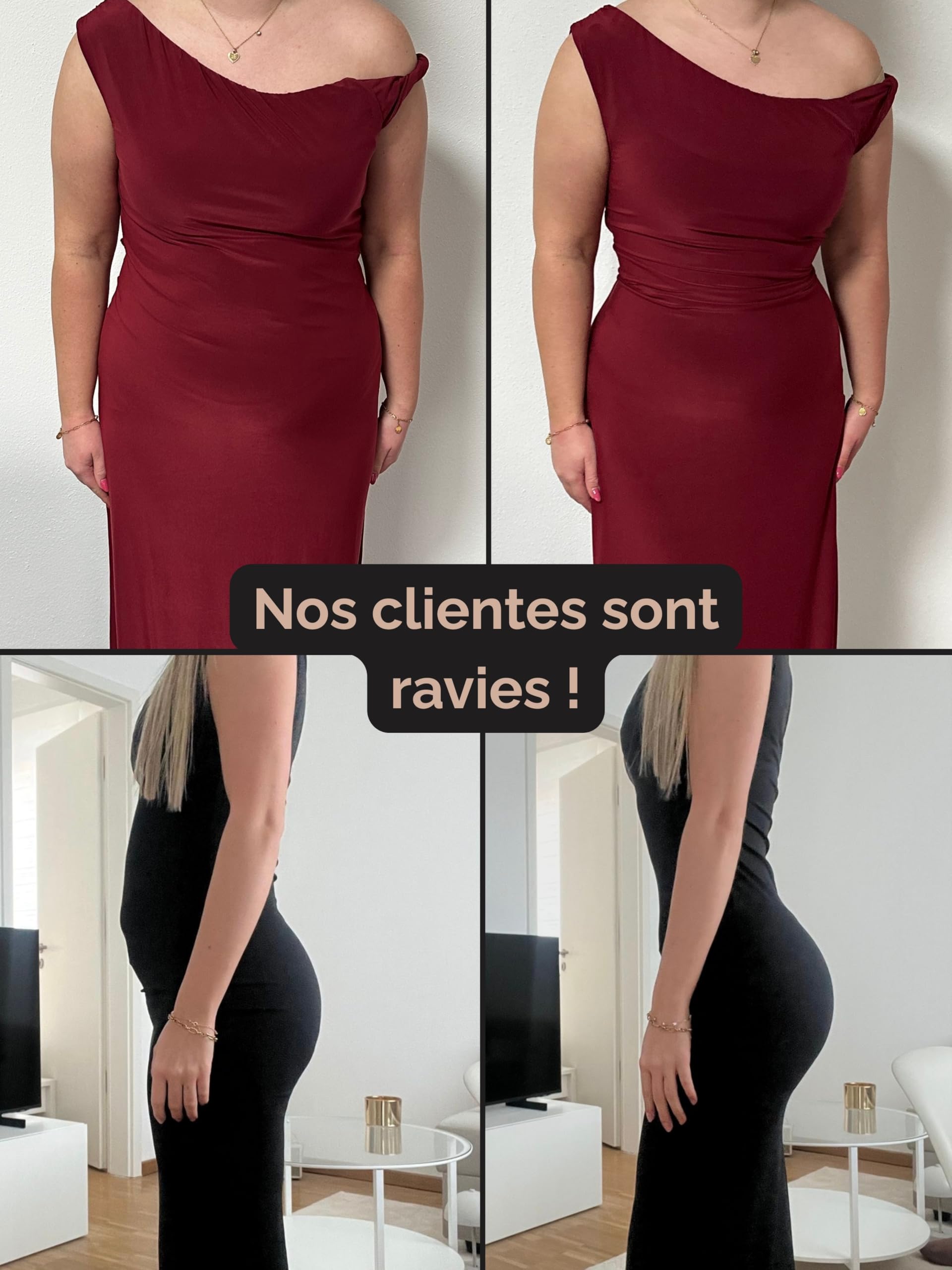 TONEST Culotte Shorty Gainante Femme - Taille Moyenne - Ventre Plat - Shapewear Fortement Sculptant avec Jambes - Pantalon de Cyclisme Amincissant - Push Up - 1300-MS-FC