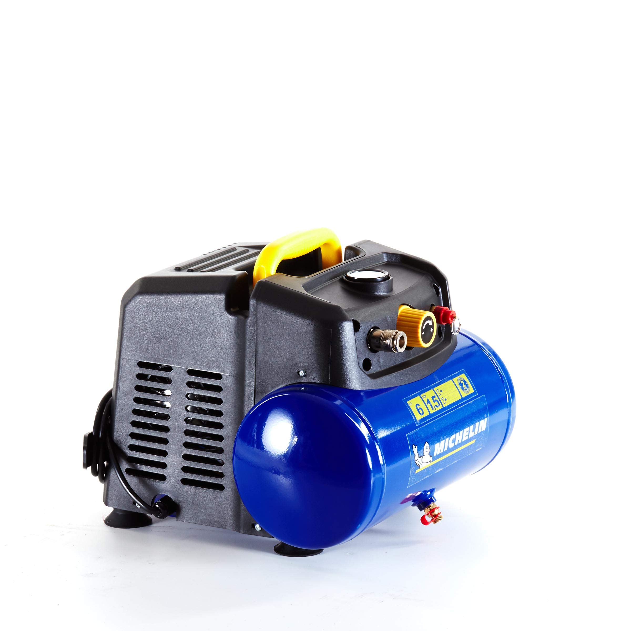 MICHELIN - Compresor de aire portátil MBL6 - Tanque de 6 litros - Sin aceite - Motor de 1,5 hp - Presión máxima 8 bar - Flujo de aire 160 l/min - 9,6 m³/h