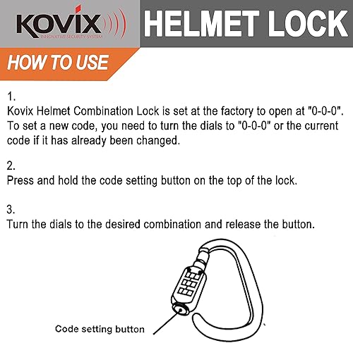 Miniatura 6 de Cerradura de combinación para casco de motocicleta, cerradura de seguridad con cable para motocicleta, scooter, bicicleta de calle, asegura casco,