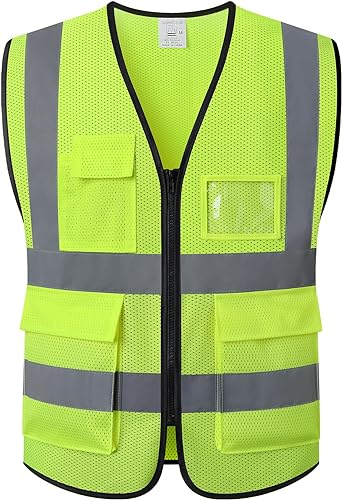 Chaleco de seguridad reflectante para hombres y mujeres, chaleco de construcción cumple con la norma ANSIISEA