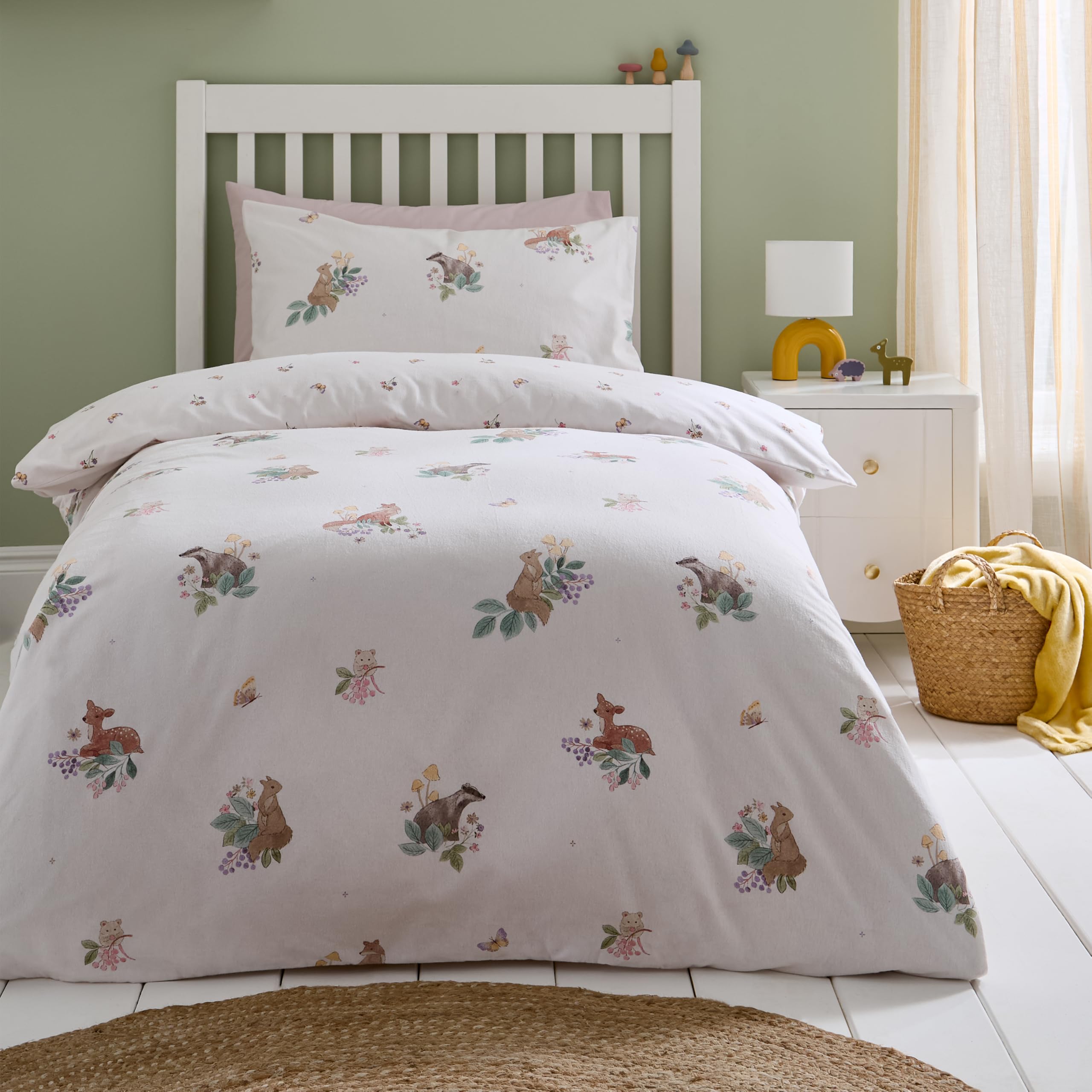 Catherine Lansfield Brushed Forest Friends Junior Duvet Cover Set Cream