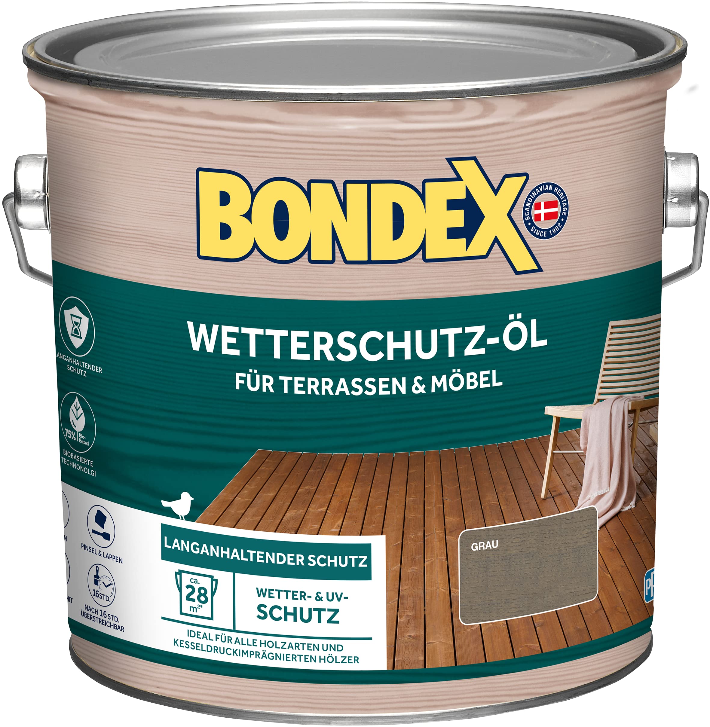 Bondex Wetterschutz l Grau 2,5 L fr 28 m | Langanhaltender Schutz |  Wetter & UV-Schutz | Biobasierte Technologie | Extrem Wasserabweisend |  Wetterschutzl | Holzschutz : Amazon.de: Baumarkt