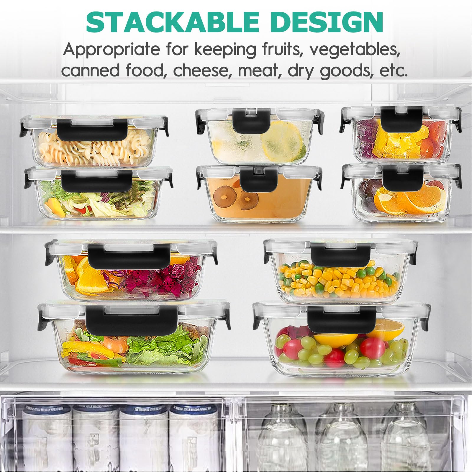 ガラス製保存容器3個セット 密閉食品容器 🏌 蓋付き キッチン用品(Set 【