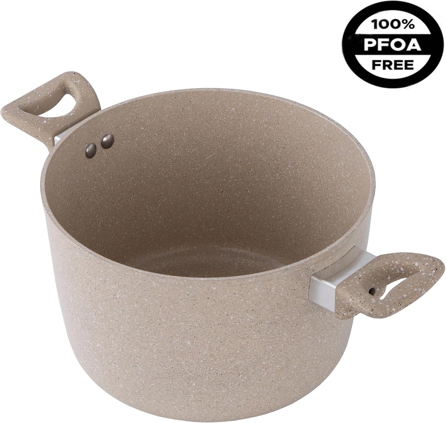 Lorren Home Trends Premium Cookware Set, Beige Speckled, 10 Piece with Glass Lids, Stock Pots, Sauce Pot, Casserole Pots