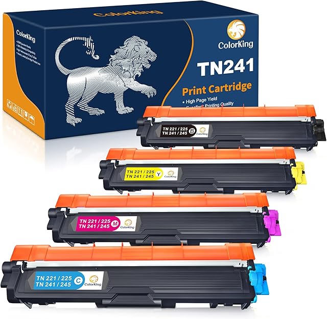 ColorKing TN241 TN245 Compatible Toner Cartridge Replacement for Brother TN 241 TN 245 for MFC-9330CDW DCP-9020CDW MFC-9340CDW HL-3140CW HL-3150CDW HL-3170CDW (Black Cyan Magenta Yellow 4-Pack)