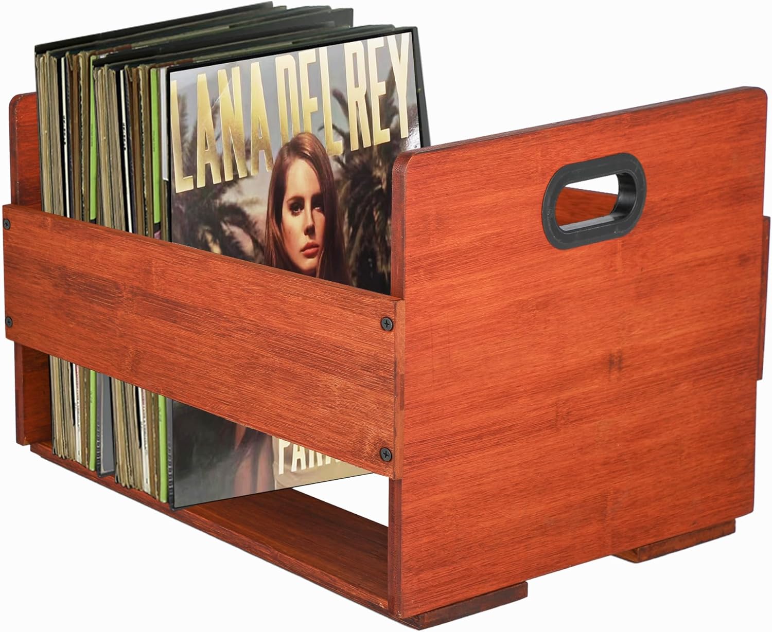 LIVSMON Vinyl Record Storage Crate Wooden LP Record Holder